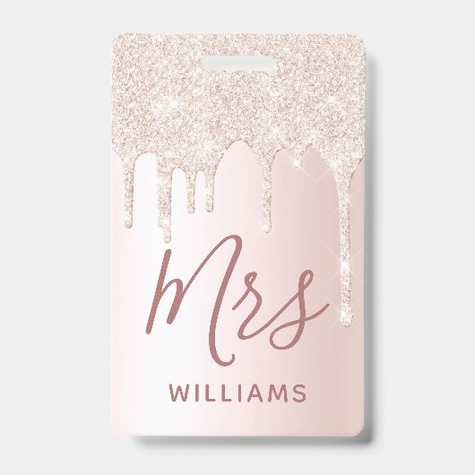 Glitter Druppel Leraar Aangepaste Naam Lanyard ID  Badge (Voorzijde)