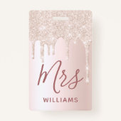 Glitter Druppel Leraar Aangepaste Naam Lanyard ID  Badge (Voorkant)