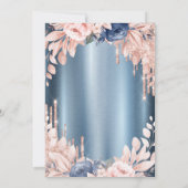 Glitter Druppels Bloemenblauw Huwelijk Jubileum Kaart (Achterkant)