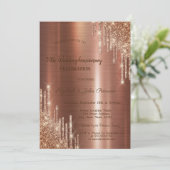 Glitter druppels bruin metallic bruiloft Jubileum Kaart (Staand voorkant)