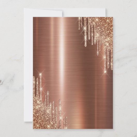 Glitter druppels bruin metallic bruiloft Jubileum Kaart (Achterkant)