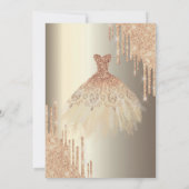 Glitter Druppels, Dress Wijnglas Champagne 21st Kaart (Achterkant)