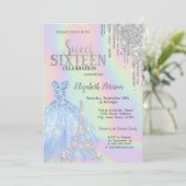 Glitter druppels, jurk, Eiffeltoren Opal Sweet 16 Kaart (Staand voorkant)