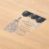 Glitter Druppels, Jurk Zwarte Rozen Sweet 16 Invit Acryl Uitnodigingen (Laagn)