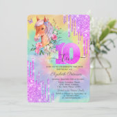 Glitter druppels Pony tie kleurstof 10e verjaardag Kaart (Staand voorkant)