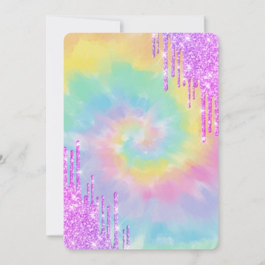 Glitter druppels Pony tie kleurstof 10e verjaardag Kaart (Achterkant)