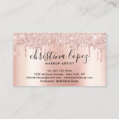 Glitter druppels roos gouden metallic make-up arti visitekaartje (Achterkant)