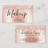 Glitter druppels roos gouden metallic make-up arti visitekaartje (Voorkant / Achterkant)