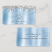 Glitter druppels zilveren cupcake bakkerij blauw m visitekaartje (Voorkant / Achterkant)