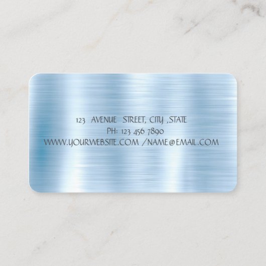 Glitter druppels zilveren cupcake bakkerij blauw m visitekaartje (Achterkant)