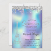 Glitter druppelt de Holografische Quinceanera van Kaart (Voorkant)