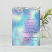 Glitter druppelt de Holografische Quinceanera van Kaart (Staand voorkant)