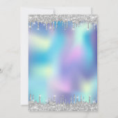 Glitter druppelt de Holografische Quinceanera van Kaart (Achterkant)