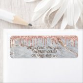 Glitter druppelt grijs marmer Adres Etiket (Insitu)