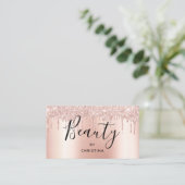 Glitter druppelt roos goud metallic schoonheidssal visitekaartje (Staand voorkant)