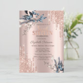 Glitter Druppelt Roos Gouden Winterbloemen Sweet 1 Kaart (Staand voorkant)