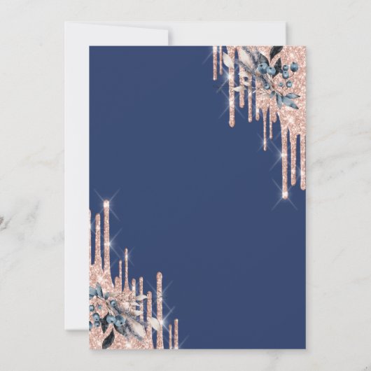 Glitter Druppelt Roos Gouden Winterbloemen Sweet 1 Kaart (Achterkant)