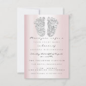 Glitter druppelt roze grijze babyteugels op het po kaart (Voorkant)