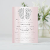 Glitter druppelt roze grijze babyteugels op het po kaart (Staand voorkant)