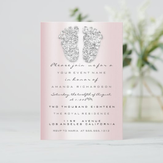 Glitter druppelt roze grijze babyteugels op het po kaart (Staand voorkant)