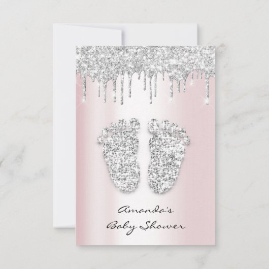 Glitter druppelt roze grijze babyteugels op het po kaart (Achterkant)