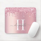 Glitter druppelt roze monogram af muismat (Met muis)