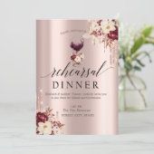 Glitter Druppelt Wijnglas Rozen Repetitie Diner Kaart (Staand voorkant)