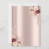 Glitter Druppelt Wijnglas Rozen Repetitie Diner Kaart (Achterkant)