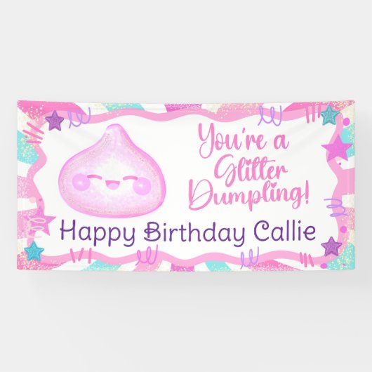 Glitter Dumpling Verjaardagsbanner Spandoek (Horizontaal)