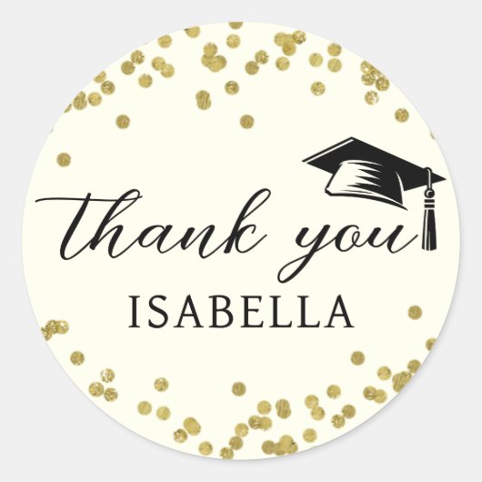 Glitter Dust Confetti Afstuderen Bedankt Classic Ronde Sticker (Voorkant)