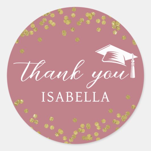 Glitter Dust Confetti Afstuderen Bedankt Ronde Sticker (Voorkant)