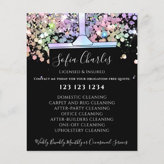 Glitter Dust Maid Cleaning House Black Flyer (Achterkant)