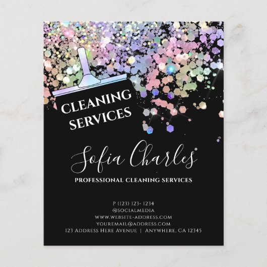 Glitter Dust Maid Cleaning House Black Flyer (Voorkant)