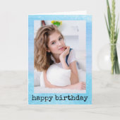 Glitter Dust Sparping Blue Photo Birthday Kaart (Voorkant)