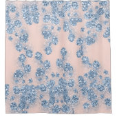 Glitter Dusty Blue Floral GIRLY Elegant Roos Douchegordijn (Voorkant)