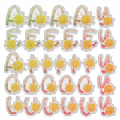 Glitter Earthy Floral Monogram Vowels A E I E E Y Sticker (Voorkant)