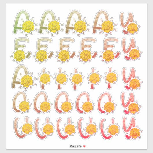 Glitter Earthy Floral Monogram Vowels A E I E E Y Sticker (Vel)