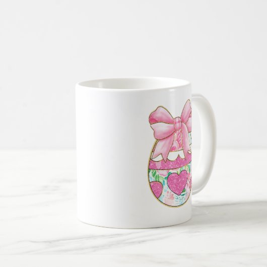 Glitter Easter Egg Coquette Bow Koffiemok (Voorkant rechts)