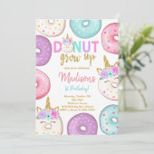 Glitter Eenhoorn Donuts Verjaardag uitnodiging (Staand voorkant)