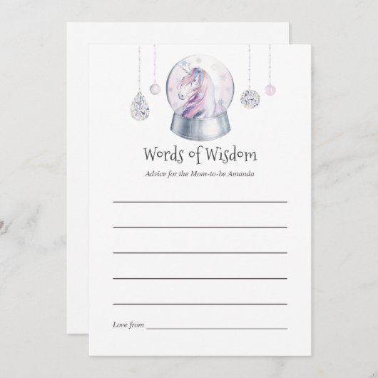 Glitter Eenhoorn Kerst Baby shower Moeder Advies (Voorkant / Achterkant)