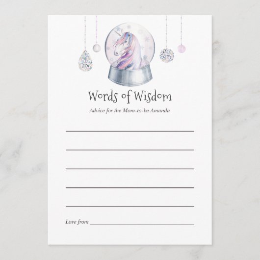 Glitter Eenhoorn Kerst Baby shower Moeder Advies (Voorkant)