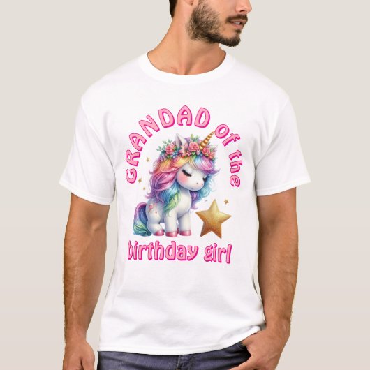 Glitter eenhoorn magische meisjes verjaardag opa t-shirt (Voorkant)