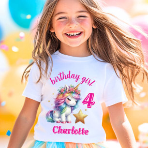 Glitter eenhoorn magische ster Meisjes verjaardag T-shirt