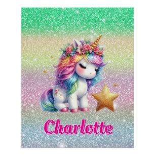 Glitter eenhoorn magische ster perfect poster