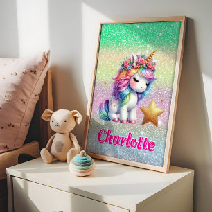 Glitter eenhoorn magische ster  poster