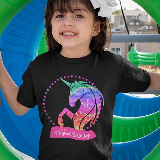 Glitter Eenhoorn Rainbow Het is mijn magische verj T-shirt
