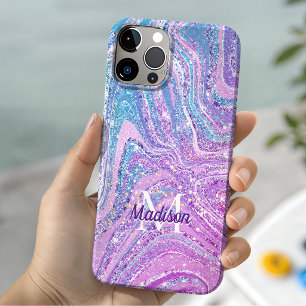 Glitter eenhoorn regenboog meisjesachtige marmer k iPhone 16 hoesje