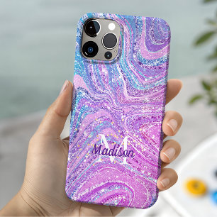Glitter eenhoorn regenboog meisjesachtige marmeren iPhone 15 case