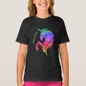 Glitter Eenhoorn Regenboog met Voornaam T-shirt (Voorkant)