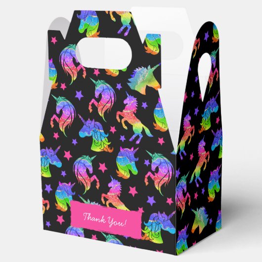 Glitter Eenhoorn Regenboog met Voornaam Verjaardag Bedankdoosjes (Geopend)